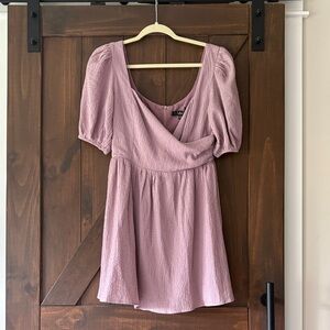 Lulu's Mauve Textured Puff Sleeve Dress (3/$20)